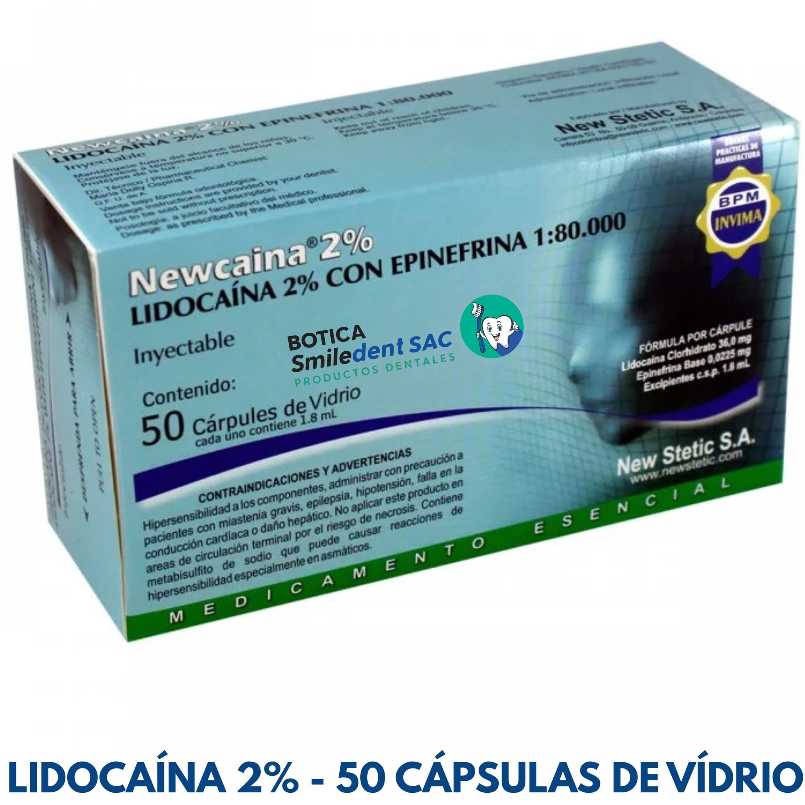Lidocaína 2% - 50 cápsulas de vidrio